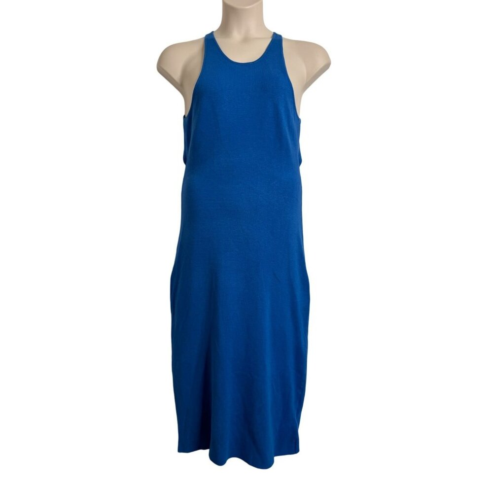 House Of Harlow Knit Open Low Racer Back Teal Blue Size Large Midi Dress NWOT